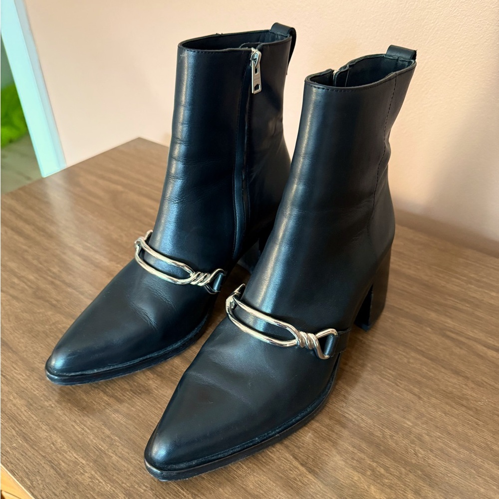 All Saints Block Heel Leather Boot sz 40